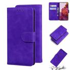 For Samsung Galaxy S21 Ultra 5G Skin Feel Pure Color Flip Leather Phone Case(Purple) - 1