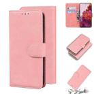 For Samsung Galaxy S21 Ultra 5G Skin Feel Pure Color Flip Leather Phone Case(Pink) - 1