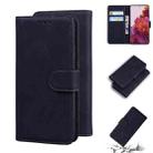 For Samsung Galaxy S21 Ultra 5G Skin Feel Pure Color Flip Leather Phone Case(Black) - 1