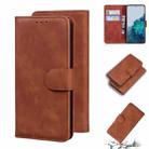 For Samsung Galaxy S21 5G Skin Feel Pure Color Flip Leather Phone Case(Brown) - 1