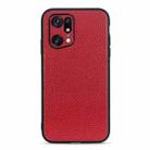 For OPPO Find X5 Accurate Hole Litchi Texture Genuine Leather Phone Case(Red) - 1