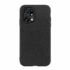 For OPPO Find X5 Accurate Hole Cross Texture Genuine Leather Phone Case(Black) - 1