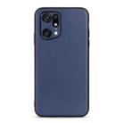 For OPPO Find X5 Accurate Hole Lambskin Texture Genuine Leather Phone Case(Blue) - 1