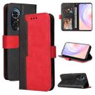 For Honor 50 SE/Huawei Nova 9 SE Stitching-Color Horizontal Flip Leather Case(Red) - 1