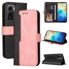 For vivo Y55S Stitching-Color Horizontal Flip Leather Case(Pink) - 1