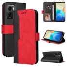 For vivo Y55S Stitching-Color Horizontal Flip Leather Case(Red) - 1