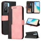 For vivo Y76 5G/Y76S Stitching-Color Horizontal Flip Leather Case(Pink) - 1