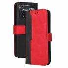 For Xiaomi POCO X4 Pro 5G Stitching-Color Horizontal Flip Leather Case(Red) - 1