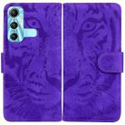 For Infinix Hot 11 X662 Tiger Embossing Pattern Horizontal Flip Leather Phone Case(Purple) - 1