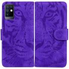 For Infinix Note 10 X693 Tiger Embossing Pattern Horizontal Flip Leather Phone Case(Purple) - 1