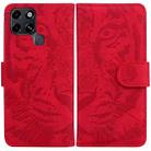 For Infinix Smart 6 Tiger Embossing Pattern Horizontal Flip Leather Phone Case(Red) - 1