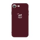 For iPhone SE 2022 / SE 2020 / 8 / 7 Small Fish Pattern Colorful Frosted TPU Phone Protective Case(Wine Red) - 1