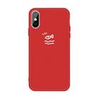 For iPhone X / XS Small Fish Pattern Colorful Frosted TPU Phone Protective Case(Red) - 1