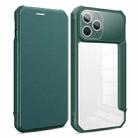 For iPhone 11 Pro Max Magnetic Flip Leather Phone Case (Dark Green) - 1