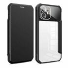 For iPhone 12 Magnetic Flip Leather Phone Case(Black) - 1