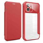 For iPhone 12 Magnetic Flip Leather Phone Case(Red) - 1