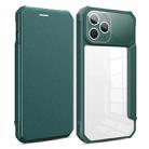 For iPhone 12 Pro Magnetic Flip Leather Phone Case(Dark Green) - 1