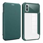 For iPhone X / XS Magnetic Flip Leather Phone Case(Dark Green) - 1