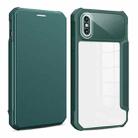 For iPhone XS Max Magnetic Flip Leather Phone Case(Dark Green) - 1