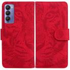 For Tecno Camon 18 / 18P Tiger Embossing Pattern Horizontal Flip Leather Phone Case(Red) - 1