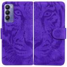 For Tecno Camon 18 / 18P Tiger Embossing Pattern Horizontal Flip Leather Phone Case(Purple) - 1