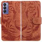 For Tecno Camon 18 / 18P Tiger Embossing Pattern Horizontal Flip Leather Phone Case(Brown) - 1