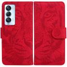 For Tecno Camon 18 Premier Tiger Embossing Pattern Horizontal Flip Leather Phone Case(Red) - 1