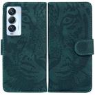 For Tecno Camon 18 Premier Tiger Embossing Pattern Horizontal Flip Leather Phone Case(Green) - 1