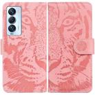 For Tecno Camon 18 Premier Tiger Embossing Pattern Horizontal Flip Leather Phone Case(Pink) - 1