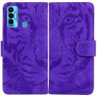 For Tecno Camon 18i Tiger Embossing Pattern Horizontal Flip Leather Phone Case(Purple) - 1