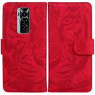 For Tecno Phantom X Tiger Embossing Pattern Horizontal Flip Leather Phone Case(Red) - 1