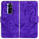 For Tecno Phantom X Tiger Embossing Pattern Horizontal Flip Leather Phone Case(Purple) - 1