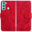 For Tecno Pop 5 LTE BD4 Tiger Embossing Pattern Horizontal Flip Leather Phone Case(Red) - 1