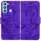 For Tecno Pop 5 LTE BD4 Tiger Embossing Pattern Horizontal Flip Leather Phone Case(Purple) - 1