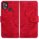 For Tecno Pop 5P Tiger Embossing Pattern Horizontal Flip Leather Phone Case(Red) - 1