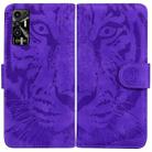 For Tecno Pova 2 Tiger Embossing Pattern Horizontal Flip Leather Phone Case(Purple) - 1