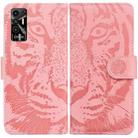 For Tecno Pova 2 Tiger Embossing Pattern Horizontal Flip Leather Phone Case(Pink) - 1