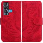 For Tecno Pova Neo LE6 Tiger Embossing Pattern Horizontal Flip Leather Phone Case(Red) - 1