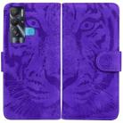 For Tecno Pova Neo LE6 Tiger Embossing Pattern Horizontal Flip Leather Phone Case(Purple) - 1