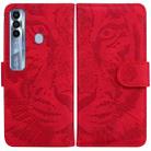 For Tecno Spark 7 Pro Tiger Embossing Pattern Horizontal Flip Leather Phone Case(Red) - 1