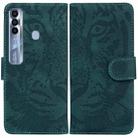 For Tecno Spark 7 Pro Tiger Embossing Pattern Horizontal Flip Leather Phone Case(Green) - 1