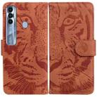 For Tecno Spark 7 Pro Tiger Embossing Pattern Horizontal Flip Leather Phone Case(Brown) - 1