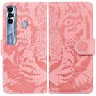 For Tecno Spark 7 Pro Tiger Embossing Pattern Horizontal Flip Leather Phone Case(Pink) - 1