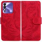 For Tecno Spark 8 / 8T Tiger Embossing Pattern Horizontal Flip Leather Phone Case(Red) - 1