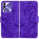 For Tecno Spark 8 / 8T Tiger Embossing Pattern Horizontal Flip Leather Phone Case(Purple) - 1