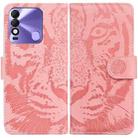 For Tecno Spark 8 / 8T Tiger Embossing Pattern Horizontal Flip Leather Phone Case(Pink) - 1