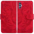 For Tecno Spark 8P Tiger Embossing Pattern Horizontal Flip Leather Phone Case(Red) - 1