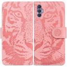 For Tecno Spark 8P Tiger Embossing Pattern Horizontal Flip Leather Phone Case(Pink) - 1