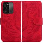 For Tecno Spark Go 2022 / Spark 8C Tiger Embossing Pattern Horizontal Flip Leather Phone Case(Red) - 1