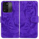 For Tecno Spark Go 2022 / Spark 8C Tiger Embossing Pattern Horizontal Flip Leather Phone Case(Purple) - 1